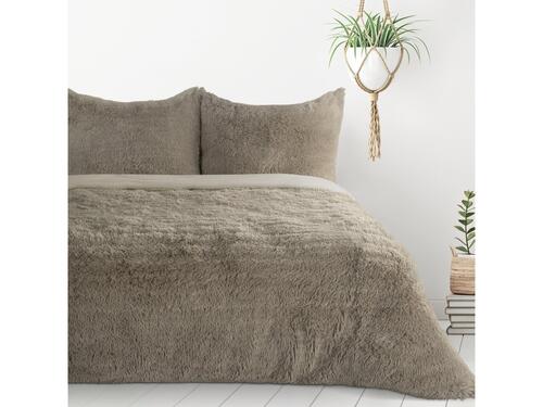 Teplé obliečky na posteľ s jemným, vysokým vlasom - Tiffany béžové, prikrývka 220 x 200 cm + 2 vankúše 70 x 80 cm